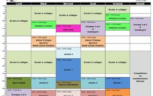 Planning des entraînements